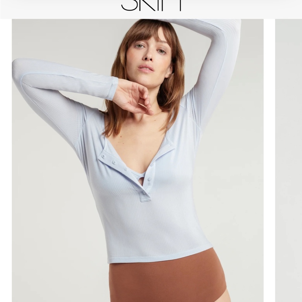 Skin - Dreamy long sleeve Henley fog Grey